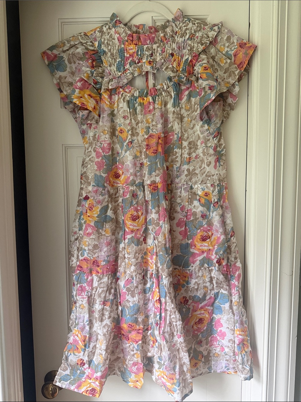 Sea New York Floral Ruffle Sundress in Pink, Yellow & Blue